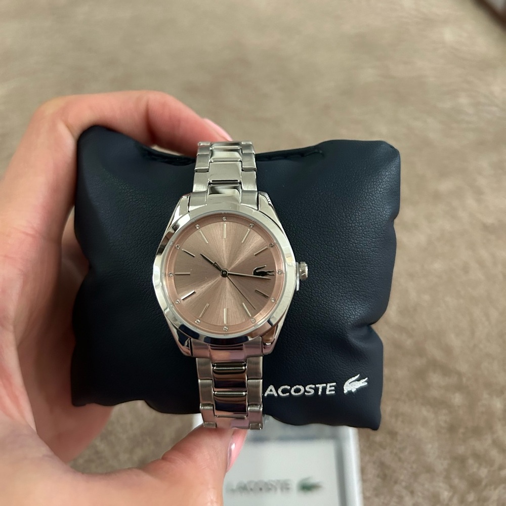Lacoste Pink Dial Silver Watch